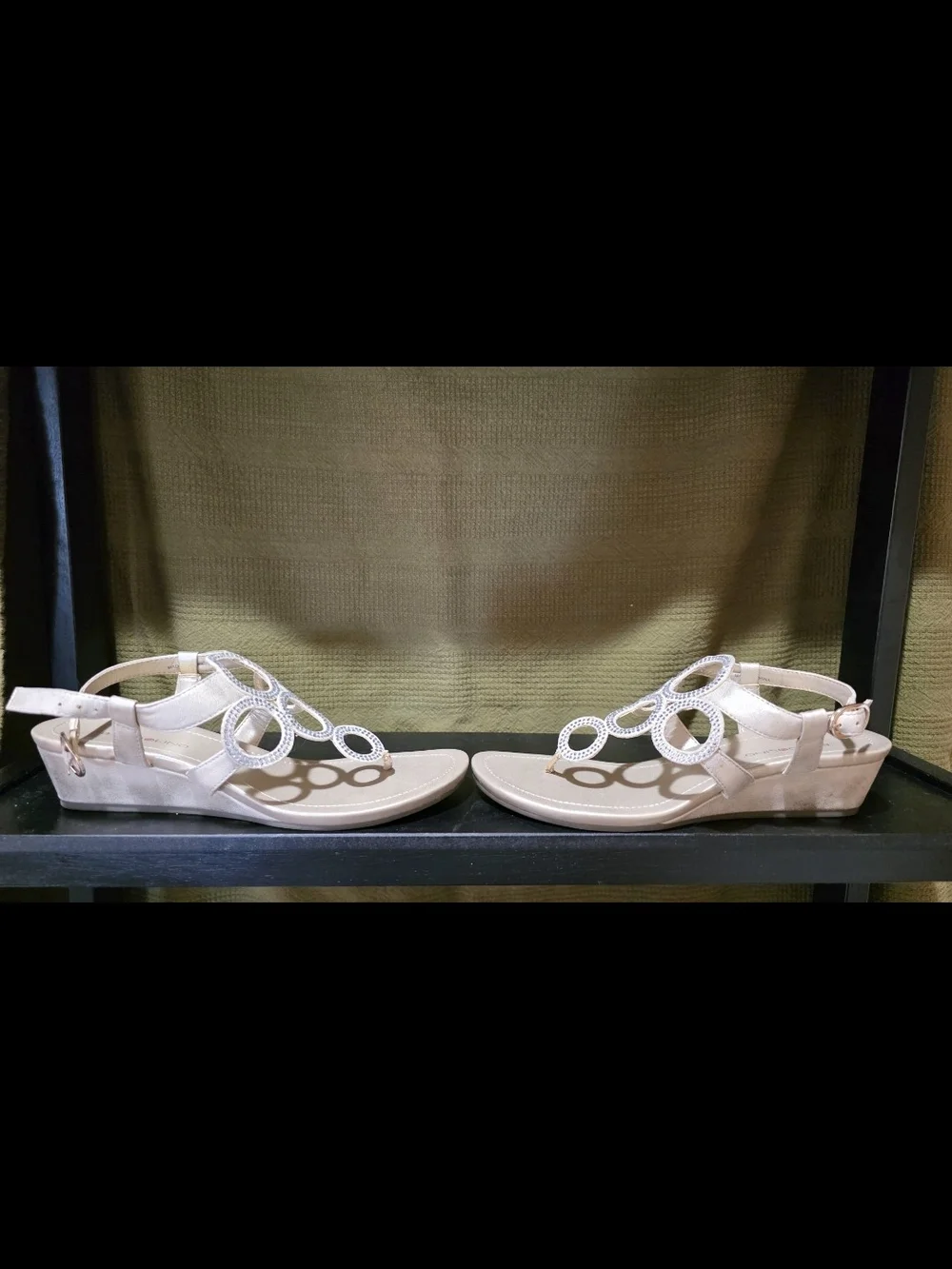 Bandolino Beige Circular Embellished Thong Sandals
